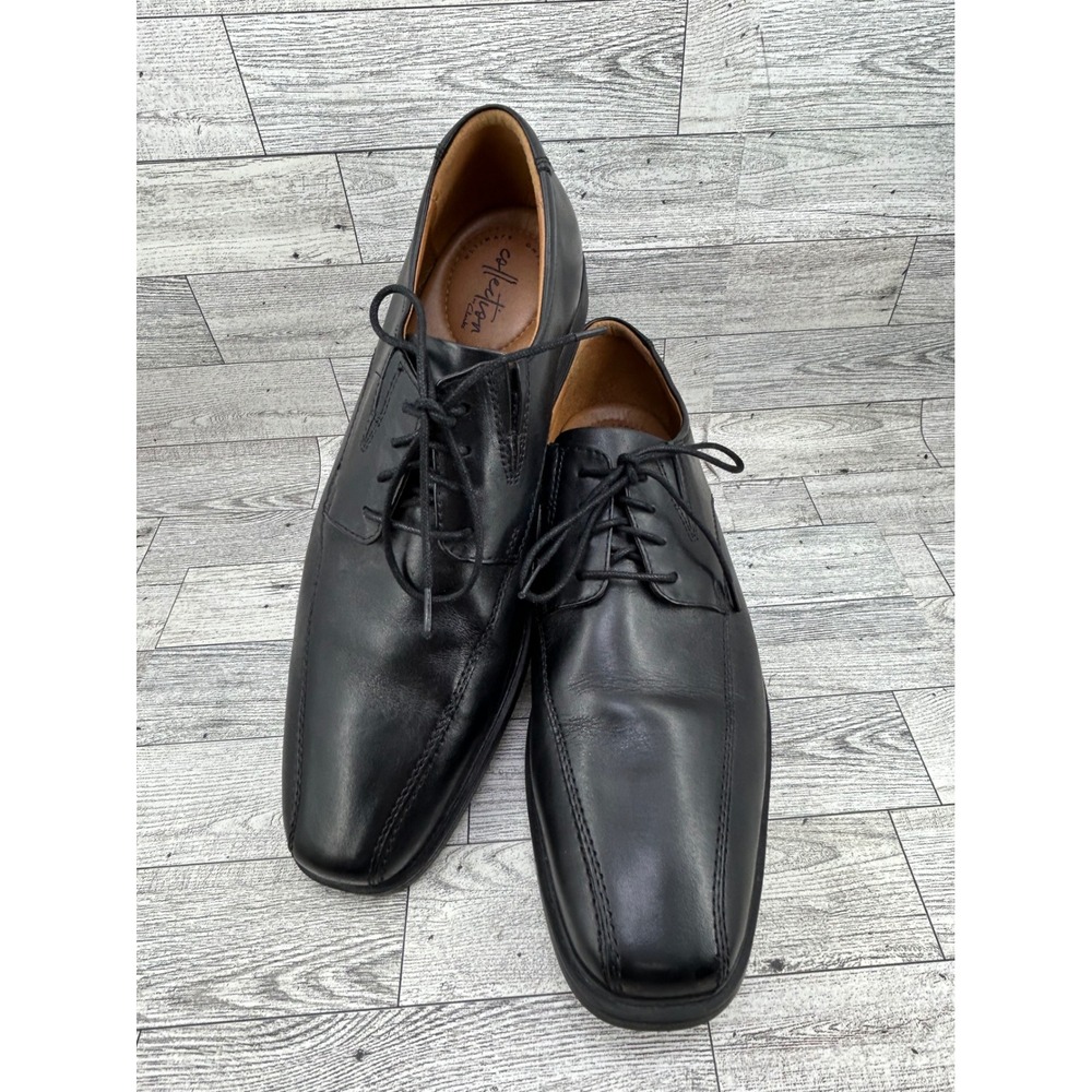 Clarks Collection Men Black Leather Ultimate Comfort Derby Shoes Size 11.5M